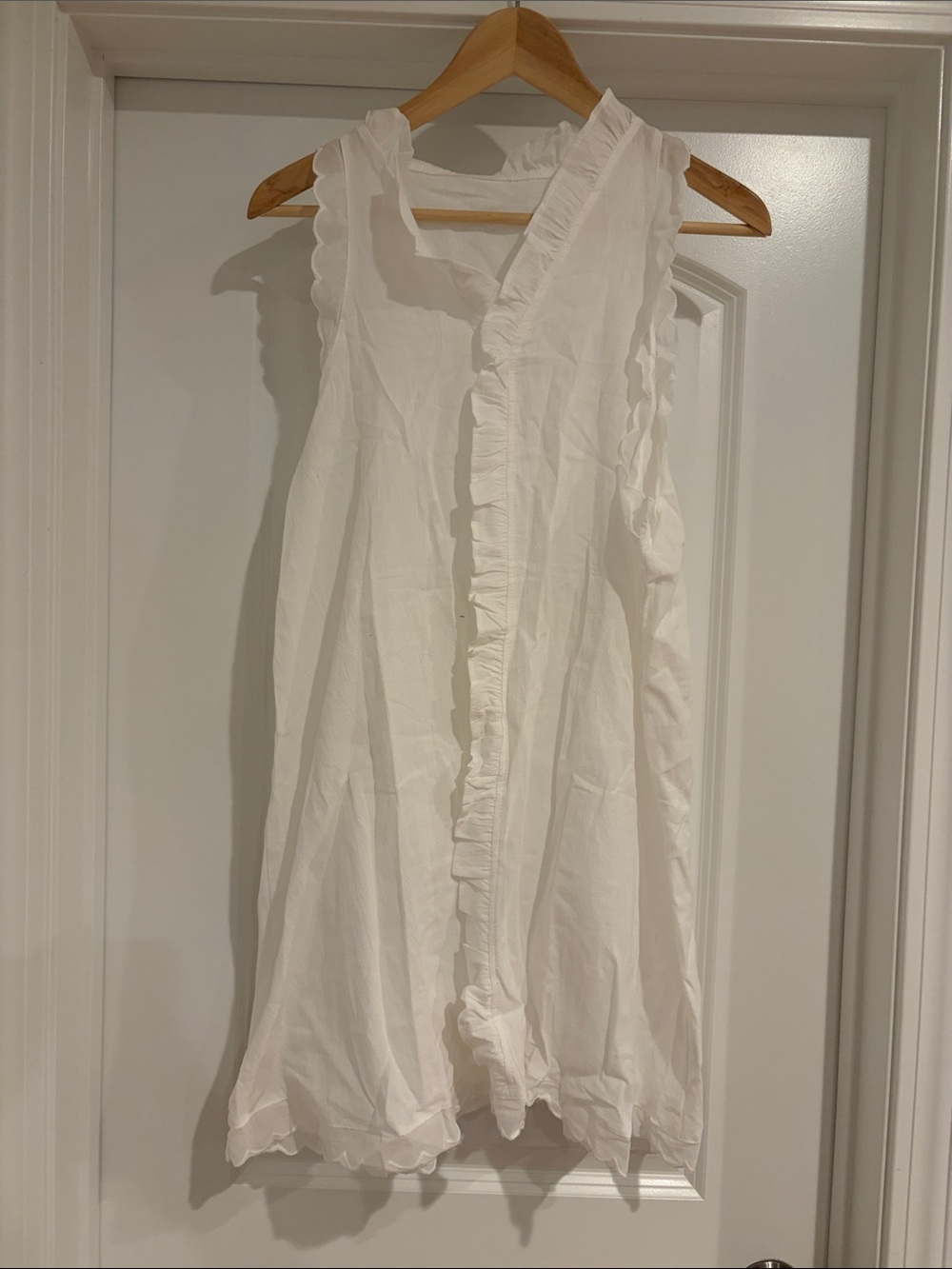 Amazon White Ruffle Trim Sleeveless Mini Dress